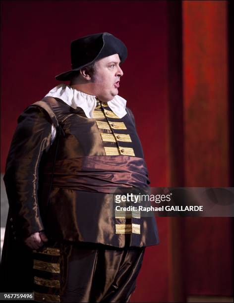 Serge Bagdassarian from The Comedie Francaise troupe performs "Dom Juan ou le Festin de Pierre" of Moliere on September 14, 2012 in Paris in France....