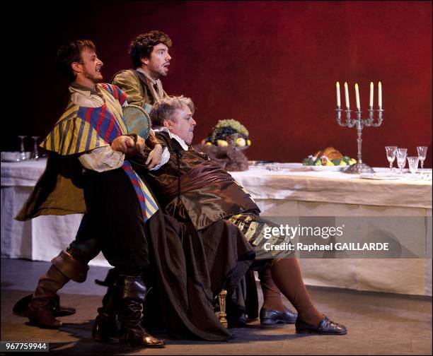 Serge Bagdassarian from The Comedie Francaise troupe performs "Dom Juan ou le Festin de Pierre" of Moliere on September 14, 2012 in Paris in France....