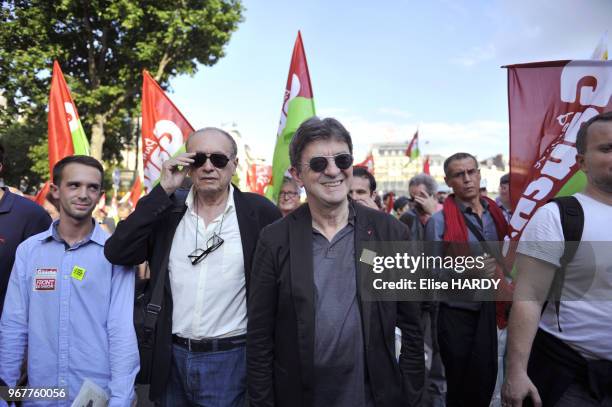 Jean-Luc Mélanchon, fondateur du Parti de gauche, à la manifestation pro-palestinienne à Paris, France le 23 juillet 2014.