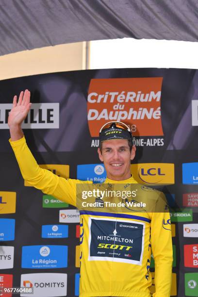 Podium / Daryl Impey of South Africa and Team Mitchelton-Scott Yellow Leader Jersey / Celebration / during the 70th Criterium du Dauphine 2018, Stage...