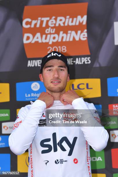 Podium / Gianni Moscon of Italy and Team Sky White Best Young Jersey / Celebration / during the 70th Criterium du Dauphine 2018, Stage 2 a 181km...