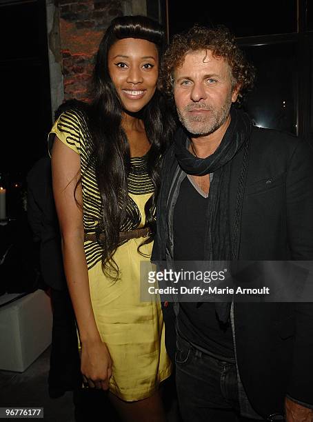 Singer VV Brown and Diesel CEO Renzo Rosso attend Diesel Black Gold Fall 2010 cocktail reception during Mercedes-Benz Fashion Week on February 16,...