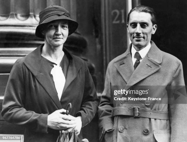 La physicienne Irène Curie et son époux Frédéric Joliot Prix Nobel de chimie le 15 novembre 1935 à Paris, France.