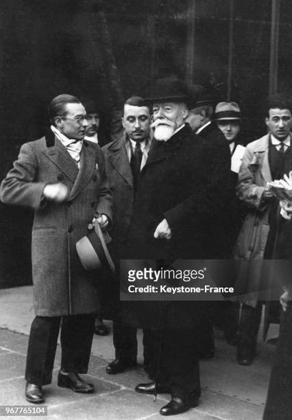 Paul Doumer, président du Sénat, quittant l'Elysée après avoir été consulté par Monsieur Doumergue, à Paris, France le 23 janvier 1931.