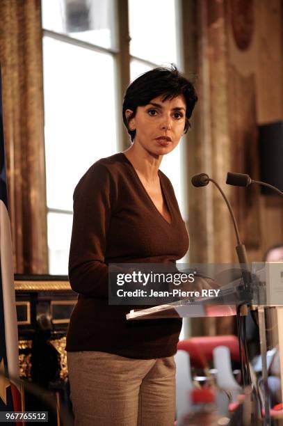 Rachida Dati recoit les chefs d'établissement pénitentiares au ministère de la justice Paris le 23 septembre 2008.