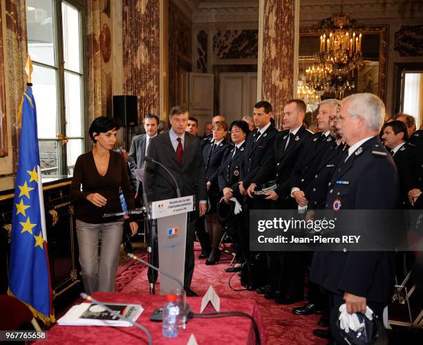 Rachida Dati recoit les chefs d'établissement pénitentiares au ministère de la justice le 23 septembre 2008 à Paris, France.