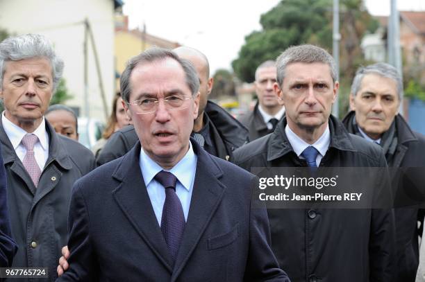 Claude Guéant, Frédéric Pechenard à Toulouse après l'assaut du RAID dans l'appartement de Mohamed Merah.