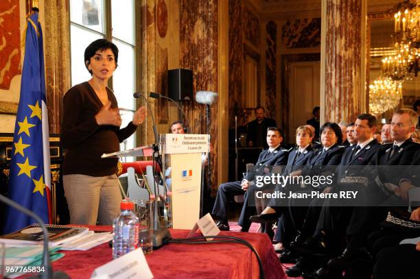 Rachida Dati recoit les chefs d'établissement pénitentiares au ministère de la justice le 23 septembre 2008 à Paris, France.