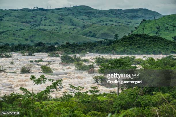 inga rapids of livingstone falls at lower congo river - republic of the congo stock pictures, royalty-free photos & images