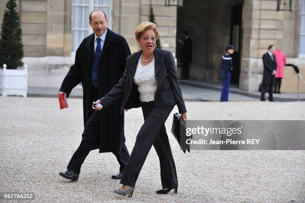 Nicolas Sarkozy reçoit les présidents des collectivités locales et les parlementaires des départements d'outre-mer à l'Elysée Lucette Michaux-Chevry...