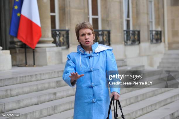 Laurence Parisot du MEDEF à son arrivée à l'Elysée, le 18 février 2009, Paris, France.