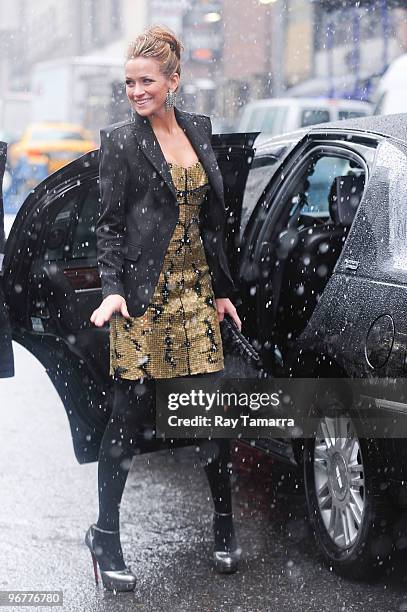 Actress Shantel Vansanten walks in Bryant Park on February 16, 2010 in New York City.