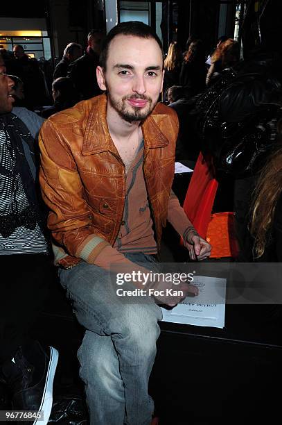 Singer Christophe Willem attends the Vivienne Westwood: Paris Fashion Week Ready-to-Wear A/W 09 at the Espace Vendome on March 06, 2009 in Paris,...