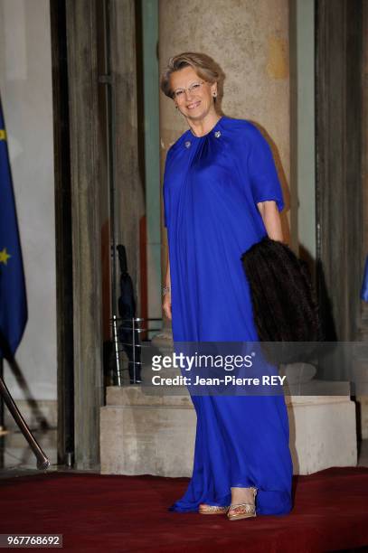 Michele Alliot-Marie arrive à l'Elysée pour un diner d'Etat en l'honneur de M. Michel SLEIMANEle 16 mars 2009 à Paris, France.