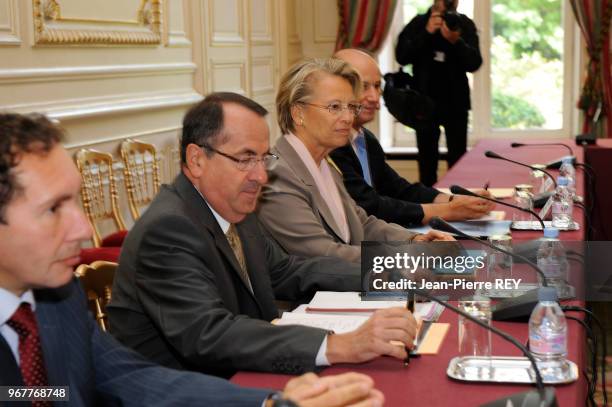 Michèle Alliot-Marie consulte les représentants des cultes le 18 septembre 2008 à Paris, France.