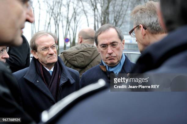 Le ministre de l'Intérieur Claude Guéant à Cergy Pontoise le 24 février 2012, France.