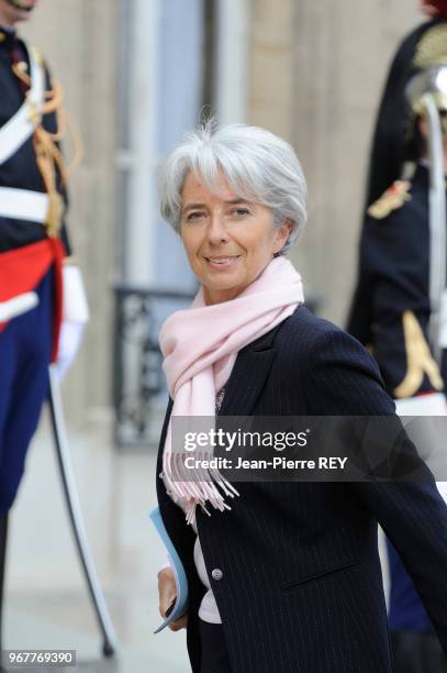 Christine Lagarde lors du conseil des ministres à l'Elysée à Paris le 21 mai 2008 à Paris, France.