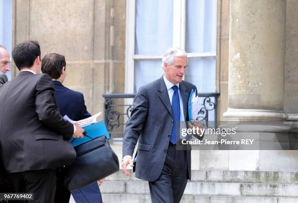 Michel Barnier lors du conseil des ministres à l'Elysée à Paris le 21 mai 2008 à Paris, France.