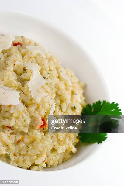 garlic parmesan risotto - short grain rice stock pictures, royalty-free photos & images