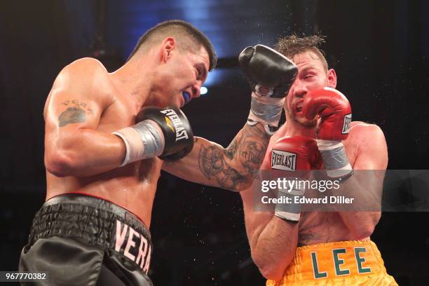 Brian Vera lands a left hand against Andy Lee at Boardwalk Hall in Atlantic City, NJ on October 01, 2011. Lee would win by unanimous decision.