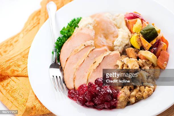 turkey dinner - dressings stockfoto's en -beelden