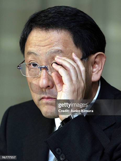 Toyota Motor Corporation President Akio Toyoda attends a press conference at their Tokyo headquarters on February 17, 2010 in Tokyo, Japan. Toyota...