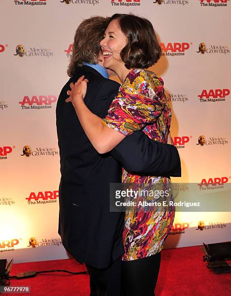 Actress Maggie Gyllenhaal and actor Jeff Bridges arrive at AARP Magazine's 9th Annual "Movies for Grownups Awards at The Beverly Wilshire Hotel on...
