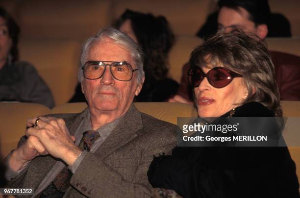 Gregory Peck et Veronique Peck au festival du film policier de Cognac le 28 mars 1996 en France.