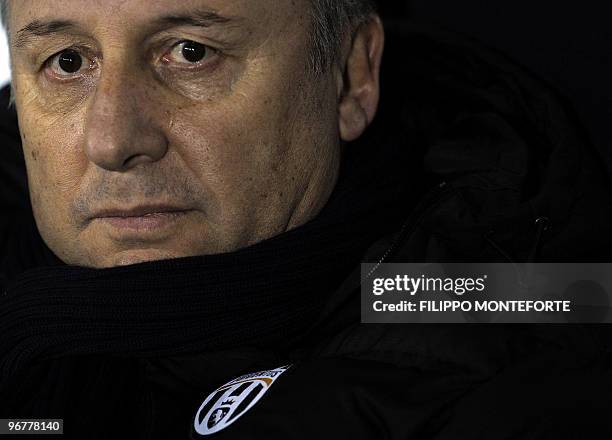 Juventus new coach Alberto Zaccherini sits on his bench prior his team's Serie A football match against Lazio in Turin's Olympic Stadium on January...
