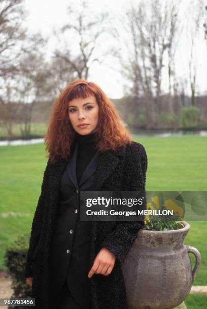 Mathilda May au festival du film policier de Cognac le 30 mars 1996 en France.