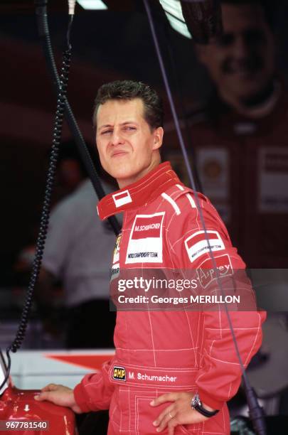 Le pilote allemand Michaël Schumacher au Grand Prix de Formule 1 de Magny-Cours, le 30 juin 1996, France.