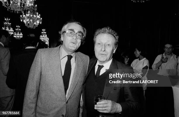Michel Legrand et Jean-Louis Barrault à Paris le 17 septembre 1981, France.