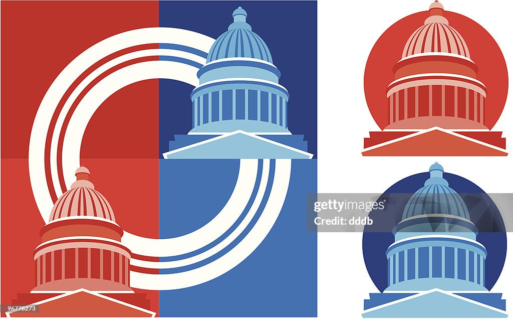 Domo del Capitolio de Estados Unidos vs. azul o roja