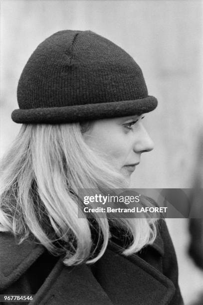 Dorothée sur le tournage du film 'Volte Face' réalisé par Robert Enrico à Bordeaux le 20 mars 1980, France.