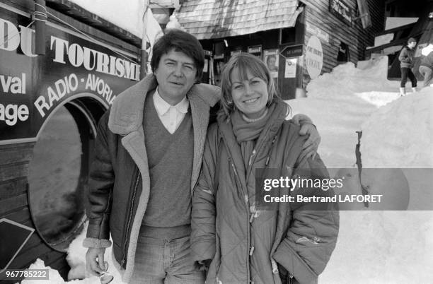 Jean-Pierre Mocky et sa femme Maris au Festival d'Avoriaz le 17 janvier 1982, France.