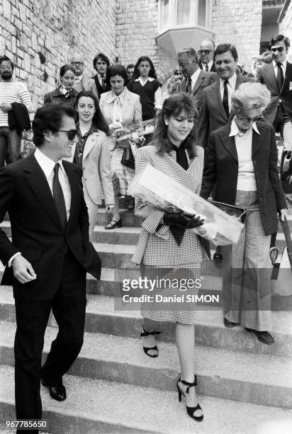 La princesse Caroline de Monaco et son époux Philippe Junot le 14 avril 1979 à Monaco.