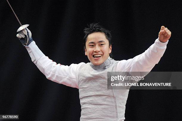 Japanese Yuki Ota reacts during the Men's International Paris' Challenge Epee competition, on January 31, 2010. Russia won the competition ahead...