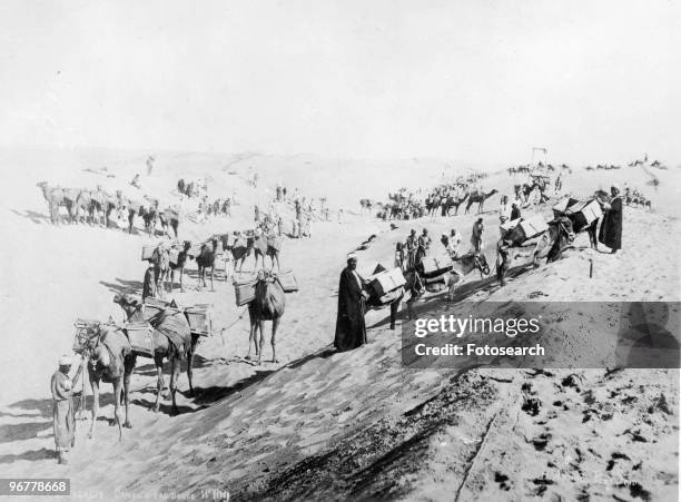 Photograph of Males Loading Camels during the Construction of the Suez Canal, circa 1860.