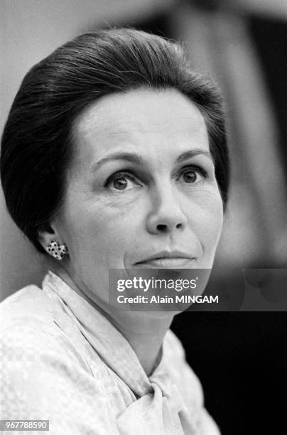 Marie-France Garraud invité de l'émission 'Le Club de la Presse' sur Europe 1 à Paris le 21 septembre 1980, France.