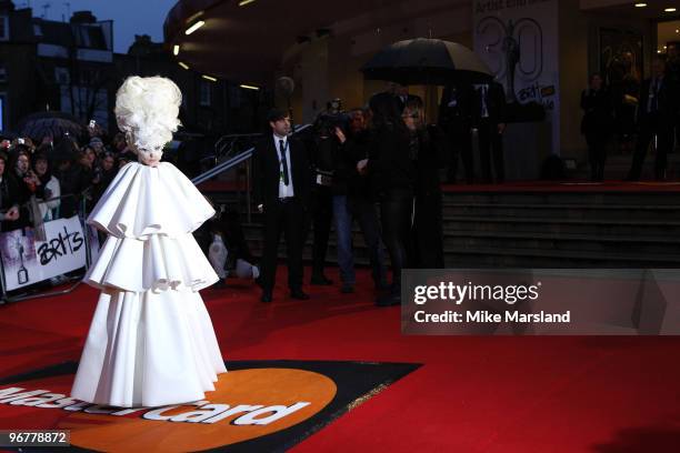 Lady Gaga attends The Brit Awards at Earls Court on February 16, 2010 in London, England.