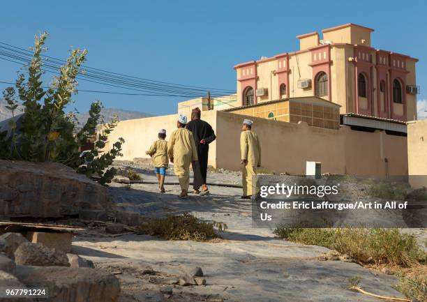 Omani people in the new town, Ad Dakhiliyah Region, Al Hamra, Oman on May 10, 2018 in Al Hamra, Oman.