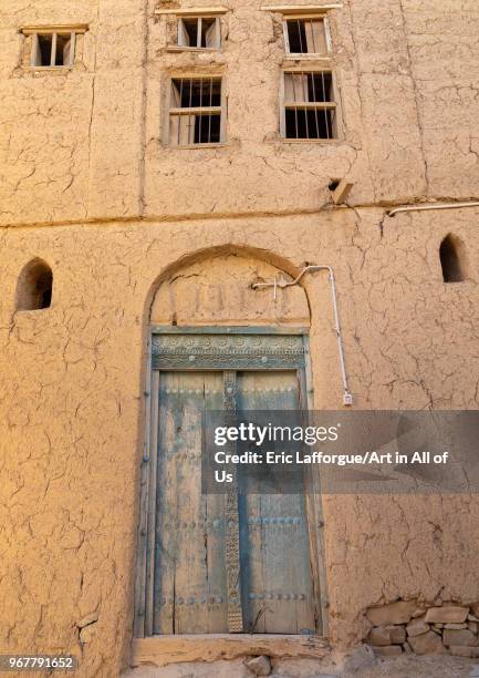 Omani wooden carved door, Ad Dakhiliyah Region, Al Hamra, Oman on May 10, 2018 in Al Hamra, Oman.