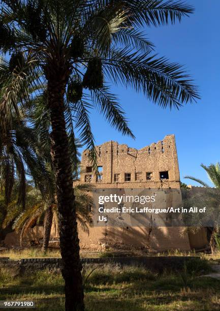 Old abandoned house in an oasis, Ad Dakhiliyah Region, Al Hamra, Oman on May 10, 2018 in Al Hamra, Oman.