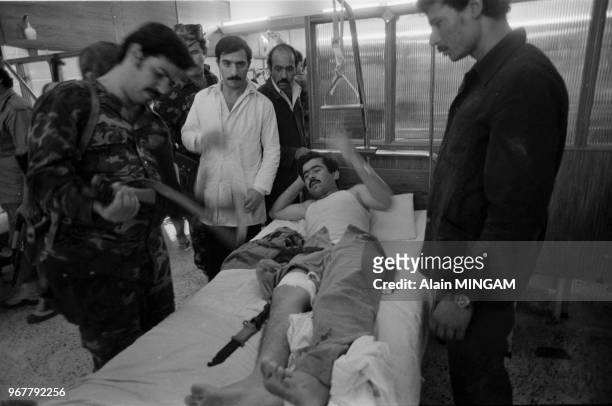 Victimes de bombardements à l'hôpital de bagdad le 30 septembre 1980, Irak.