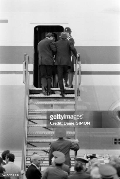 Léonid Brejnev à l'aéroport de Vienne après le sommet américano-soviétique Salt II sur la limitation des armes stratégiques, Vienne le 18 juin 1979,...