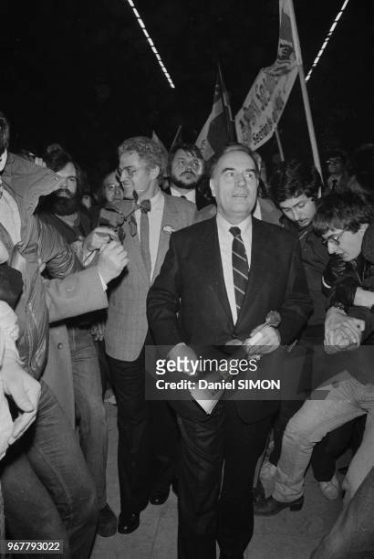 François Mitterrand lors du congrès de Créteil ou il fut désigné candidat pour l'élection présidentielle, Créteil, le 24 janvier 1981, France.