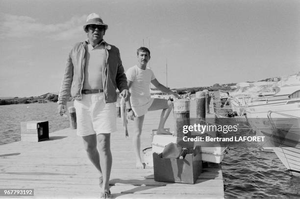 Renato Salvatori en vancances à Argentiera en Sardaigne le 25 juin 1979, Italie.