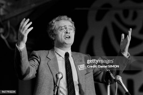 Discours de Lionel Jospin lors du congrès du Parti Socialiste à Valence le 23 octobre 1981, France.