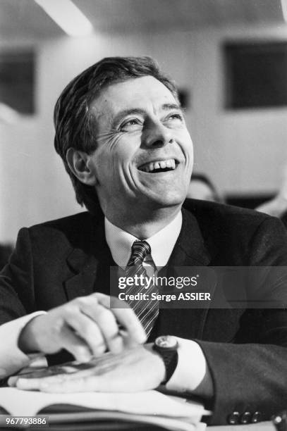 Michel Pezet, président du conseil régional de Provence-Alpes-Côte d'Azur à Marseille le 15 avril 1982, France.