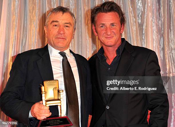 Actor Robert De Niro and actor Sean Penn at AARP Magazine's 9th Annual "Movies for Grownups Awards at The Beverly Wilshire Hotel on February 16, 2010...